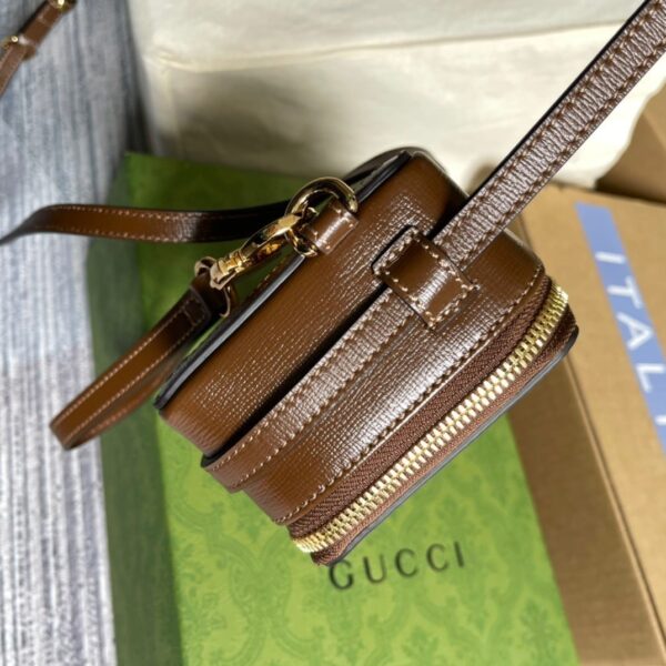 1:1 Replica Gucci Mini Bag With Interlocking G Beige And Ebony GG Supreme Canvas And Brown For Women 9in/23cm GG