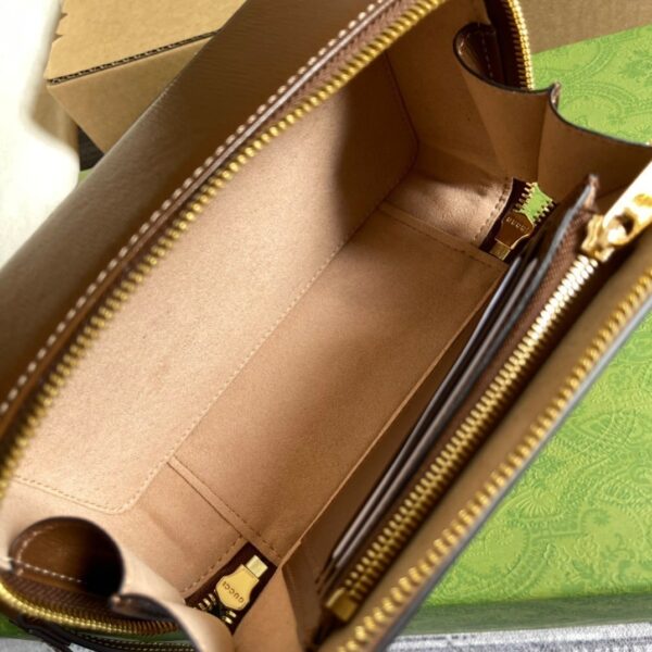 1:1 Replica Gucci Mini Bag With Interlocking G Beige And Ebony GG Supreme Canvas And Brown For Women 9in/23cm GG