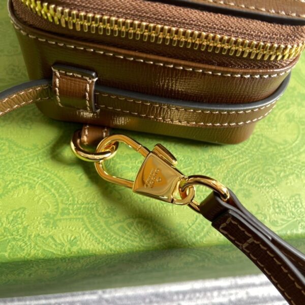 1:1 Replica Gucci Mini Bag With Interlocking G Beige And Ebony GG Supreme Canvas And Brown For Women 9in/23cm GG