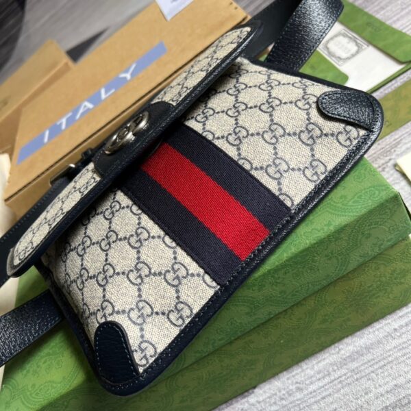 1:1 Replica Gucci Ophidia Belt Bag Beige And Blue GG Supreme Canvas For Men  8.7in/22cm GG 674081 96IWN 4076