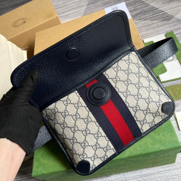 1:1 Replica Gucci Ophidia Belt Bag Beige And Blue GG Supreme Canvas For Men  8.7in/22cm GG 674081 96IWN 4076