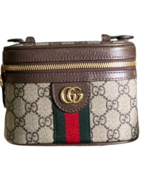 1:1 Replica Gucci Ophidia Cosmetic Case Brown For Women 15.5cm / 6.1in