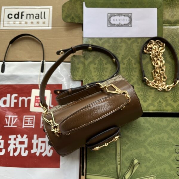 1:1 Replica Gucci Ophidia Gucci Horsebit 1955 Mini Bag Light Brown And Beige For Women, Women's Bags 8.6in/22cm GG 703848 9AAAJ 8563