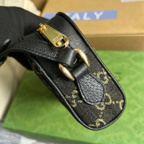 1:1 Replica Gucci Ophidia Mini GG Bag Black And Ivory GG Denim Jacquard For Women  7in/17.5cm GG 517350 UN3BG 1274