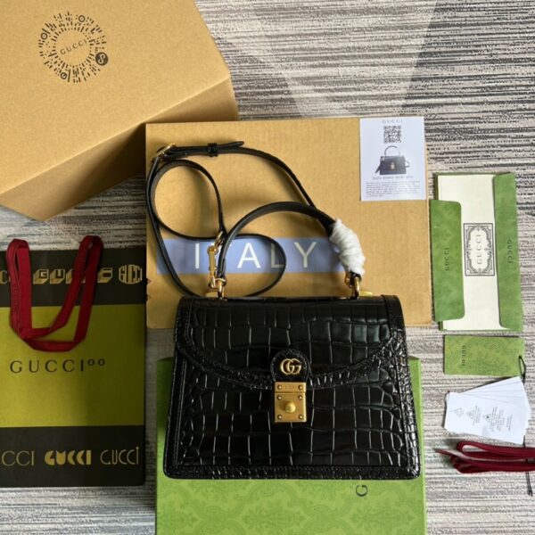 1:1 Replica Gucci Ophidia Small GG Top Handle Bag Balck For Women, Women's Bags 9.8in/25cm GG
