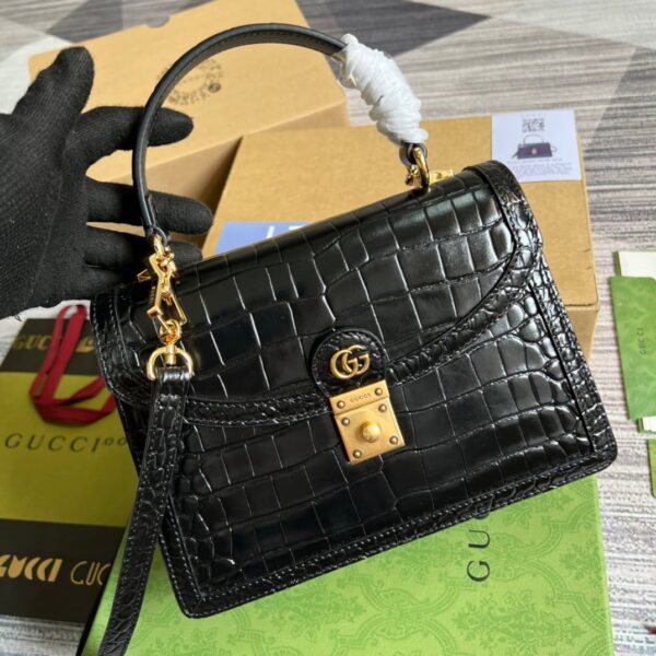 1:1 Replica Gucci Ophidia Small GG Top Handle Bag Balck For Women, Women's Bags 9.8in/25cm GG