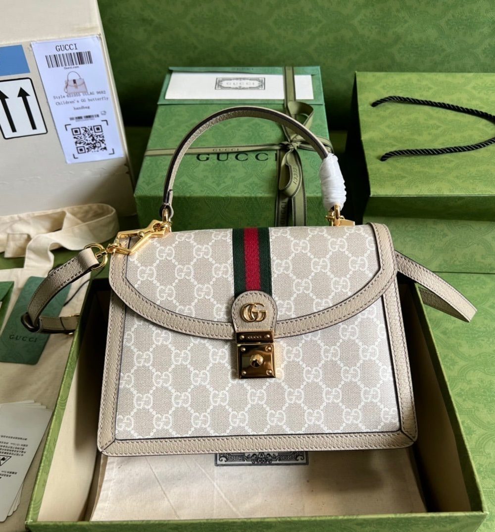 1:1 Replica Gucci Ophidia Small GG Top Handle Bag Beige For Women, Women's Bags 9.8in/25cm GG 651055 UULAG 9682