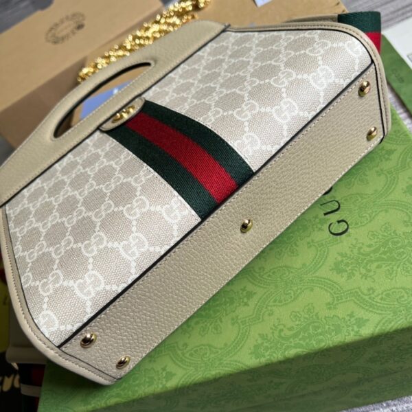 1:1 Replica Gucci Ophidia Small Tote With Web Beige For Women, Women's Bags 10in/26cm GG