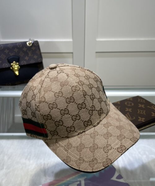 Gucci Original GG Canvas Baseball Hat With Web Beige GG Hat