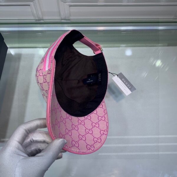 Gucci Original GG Canvas Baseball Hat With Web Pink GG Hat