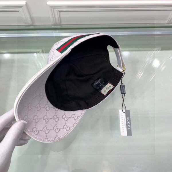 Gucci Original GG Canvas Baseball Hat With Web White GG Hat