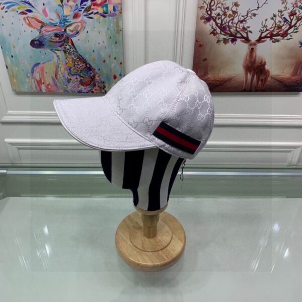 Gucci Original GG Canvas Baseball Hat With Web White GG Hat