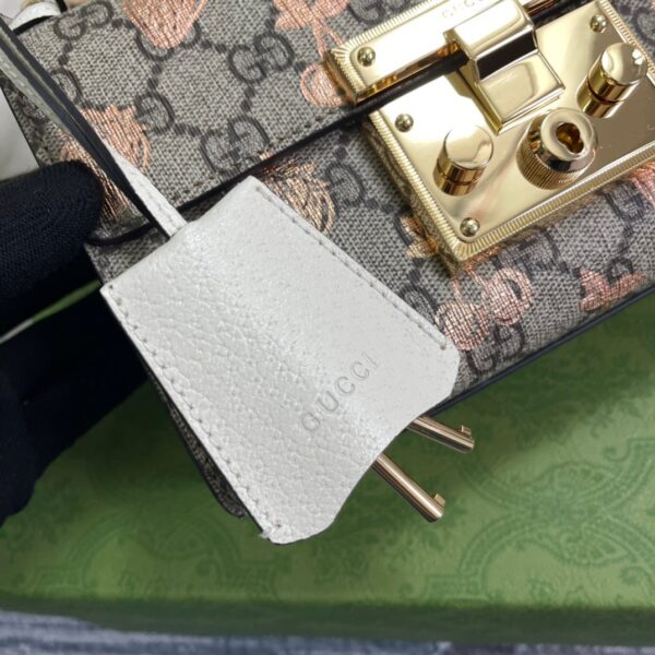 1:1 Replica Gucci Padlock Small Gucci Strawberry Shoulder Bag Beige For Women, Women's Bags 7.9in/20cm GG