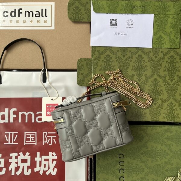 1:1 Replica Gucci Quilted GG Mini Handbag Gray For Women, Women's Bags 6.3in/16cm GG 723770 UM8IG 1275