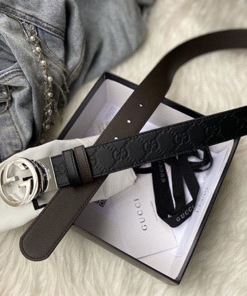 1:1 Replica Gucci Reversible Gucci Signature Belt Black GG, Women Belt 473030 CWCWN 1070