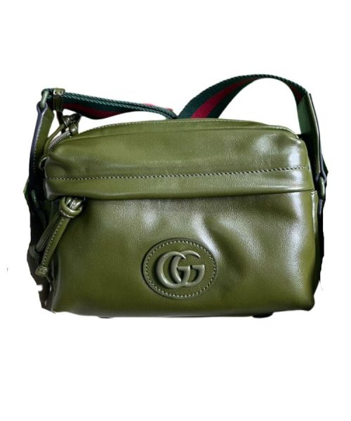 1:1 Replica Gucci Shoulder Tonal Double G Bag Green Khaki/Black For Men 23.3cm/9.2in 725696 AABDH 3353
