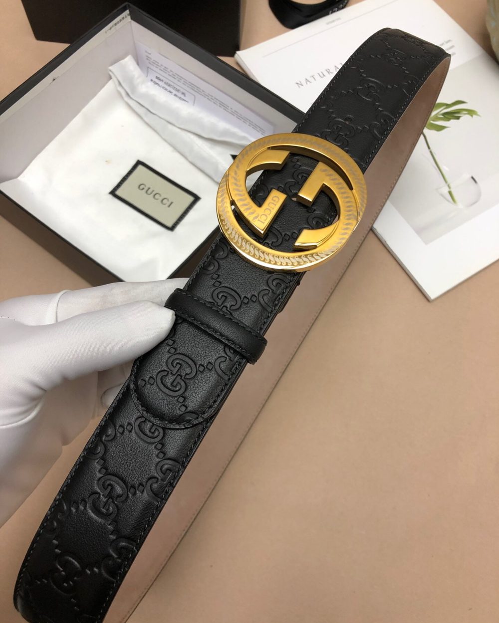 1:1 Replica Gucci Signature Belt Black For Women, Women Belt