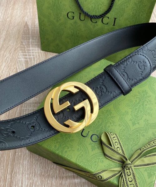 1:1 Replica Gucci Signature Belt Black GG, Women Belt ‎370543 CWC1G 1000