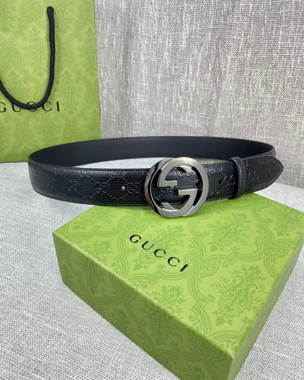 1:1 Replica Gucci Signature Belt Black GG, Women Belt 411924 CWC1N 1000
