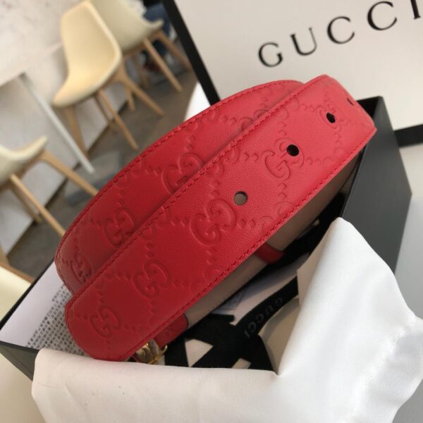 1:1 Replica Gucci Signature Belt Red/Cream GG, Women Belt 370543