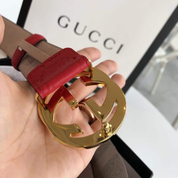 1:1 Replica Gucci Signature Belt Red/Cream GG, Women Belt 370543