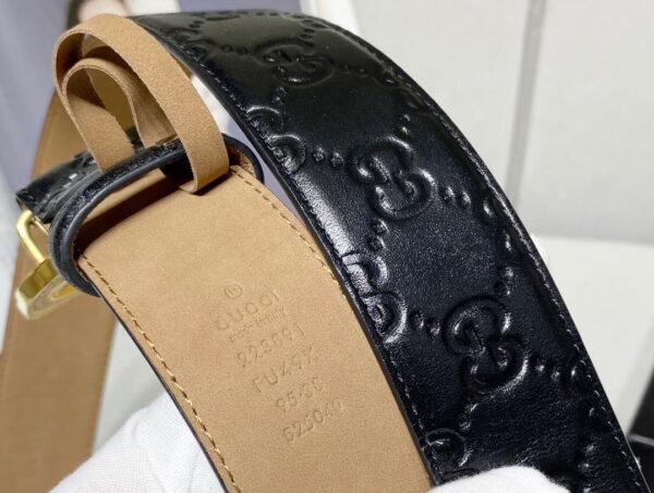 1:1 Replica Gucci Signature Belt With Crystal Interlocking G Buckle Black For Women, Women Belt