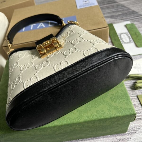1:1 Replica Gucci Small GG Shoulder Bag White Debossed For Women 9.8in/25cm 675788 GG UD9AX 9099