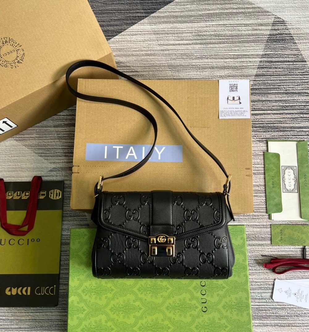 1:1 Replica Gucci Small GG Top Handle Bag Black For Women, Women's Bags 17.7in/19cm GG‎ 675791 UD9AG 1000
