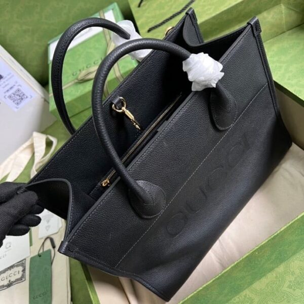 1:1 Replica Gucci Small tote With Gucci Logo Black For Women 12.4in/31.5cm GG 674822 0E8IG 1000
