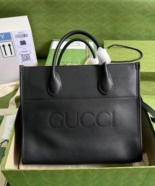1:1 Replica Gucci Small tote With Gucci Logo Black For Women 12.4in/31.5cm GG 674822 0E8IG 1000