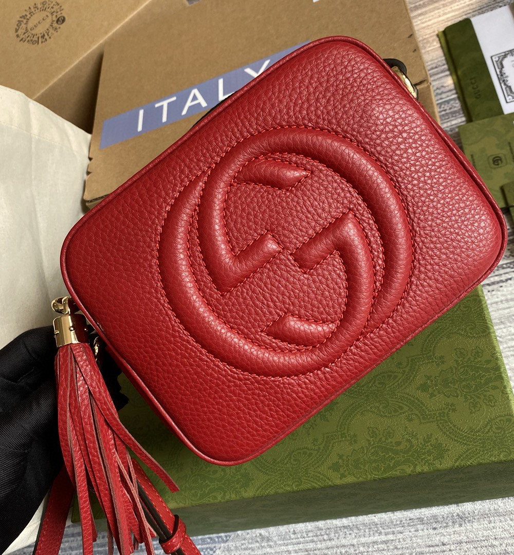 1:1 Replica Gucci Soho Small Disco Bag Red For Women, Women's Bags, Shoulder And Crossbody Bags 8in/21cm GG 308364