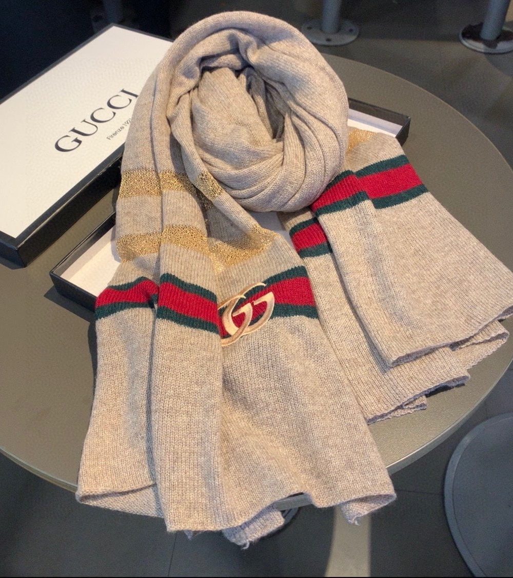Gucci Wool Scarf With Pockets Scarf Grey 190cm/75in