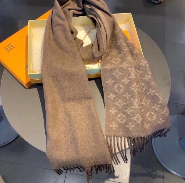 Gucci Wool Stole Pattern Knitted Brown Scarf 180cm/71in