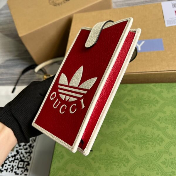 1:1 Replica Gucci x Adidas Phone Case Red For Women, Women's Bags 7.3in/18cm GG‎ ‎702203 UZ3BT 6484