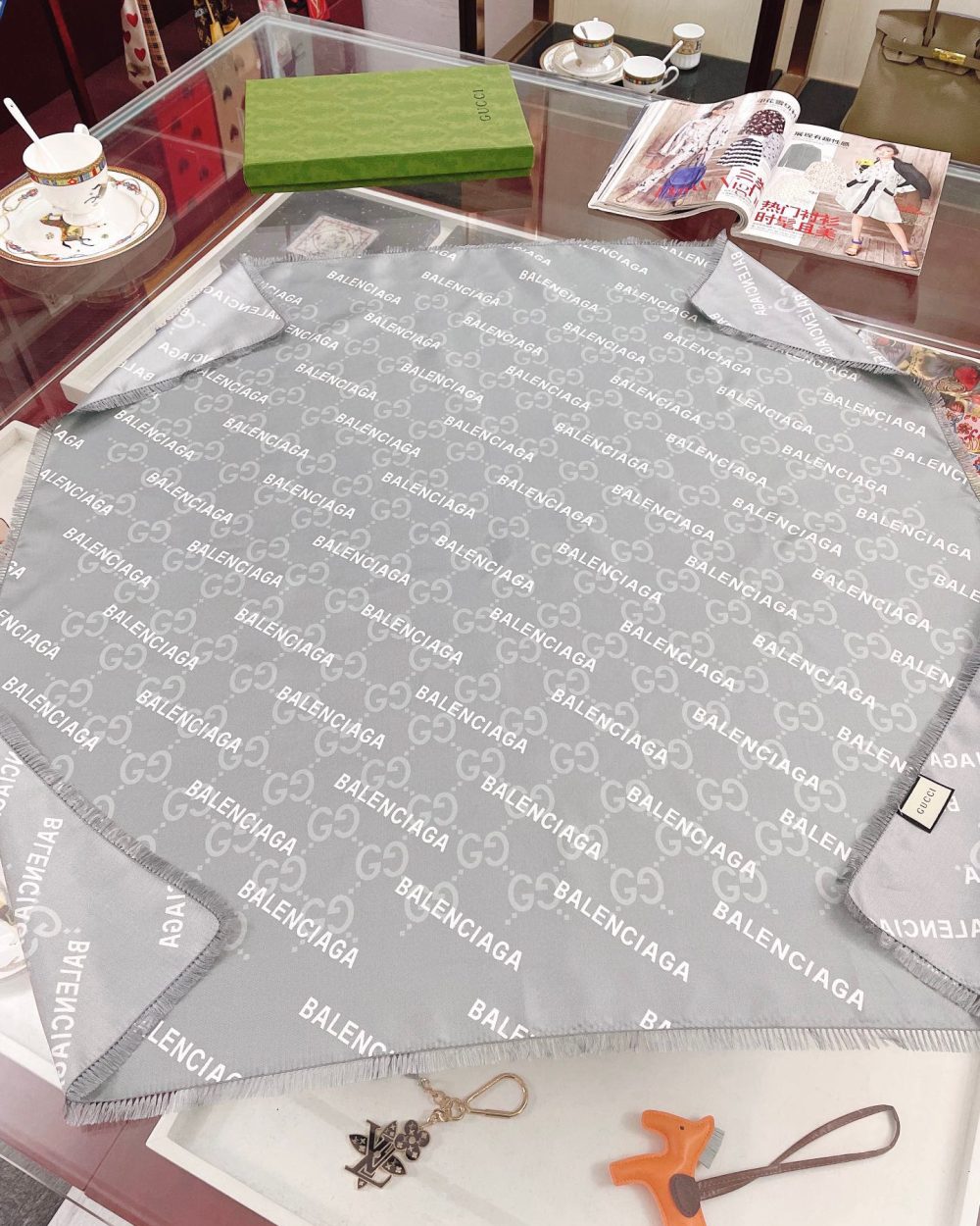 Gucci x Balenciaga in Light Grey Square Scarf 90cm/35in
