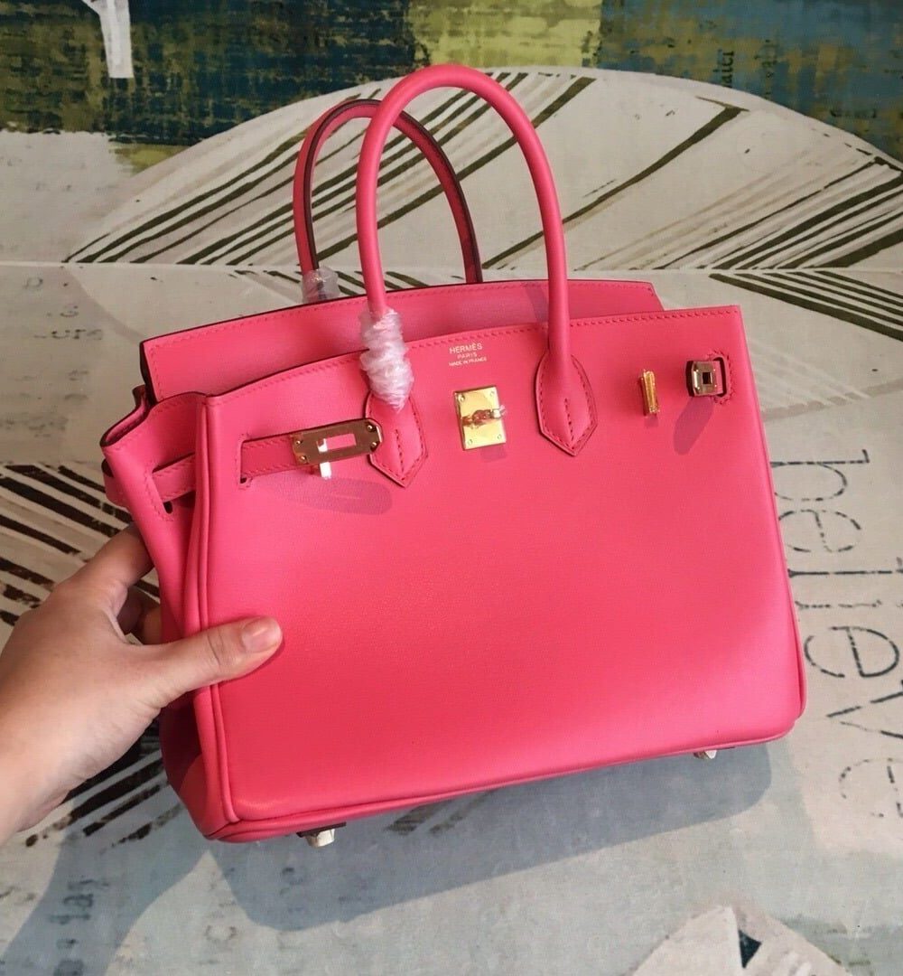 1:1 Replica Hermes Birkin Dark Pink For Women Gold Toned Hardware 9.8in/25cm