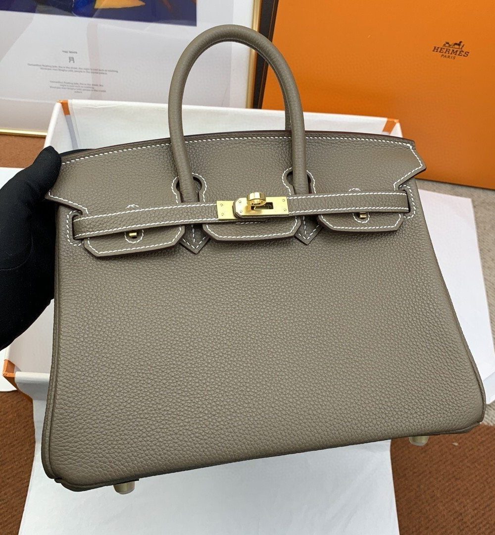 1:1 Replica Hermes Birkin Nata Swift Brown For Women Gold Toned Hardware 10in/25cm