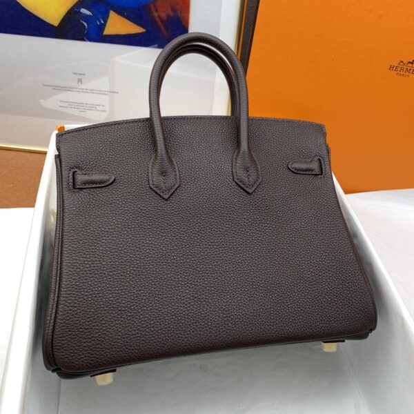 1:1 Replica Hermes Birkin Nata Swift Dark Brown For Women Gold Toned Hardware 10in/25cm