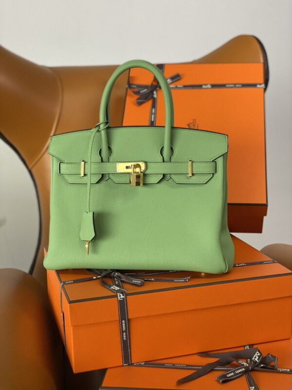 1:1 Replica Hermes Birkin Nata Swift Green For Women Gold Toned Hardware 10in/25cm