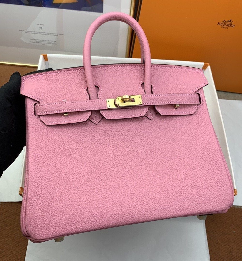 1:1 Replica Hermes Birkin Nata Swift Pink For Women Gold Toned Hardware 10in/25cm