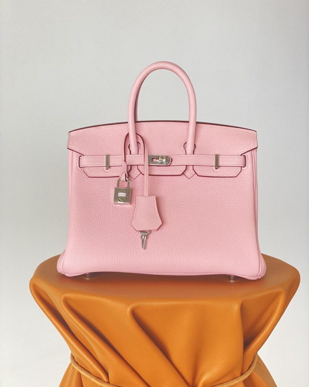 1:1 Replica Hermes Birkin Nata Swift Pink For Women Silver Toned Hardware 10in/25cm