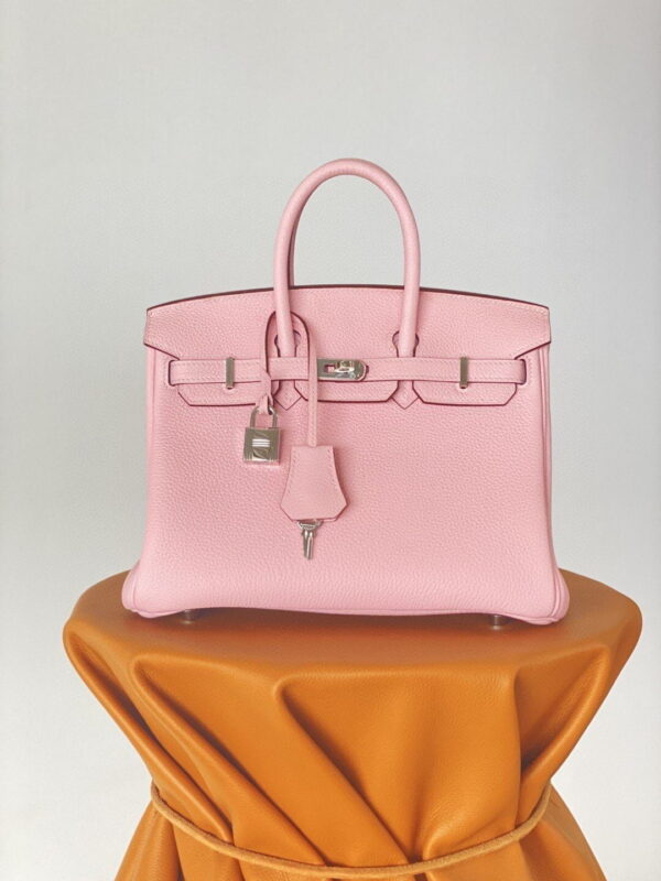 1:1 Replica Hermes Birkin Nata Swift Pink For Women Silver Toned Hardware 10in/25cm