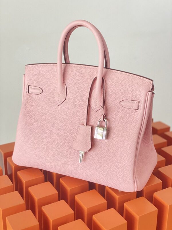 1:1 Replica Hermes Birkin Nata Swift Pink For Women Silver Toned Hardware 10in/25cm