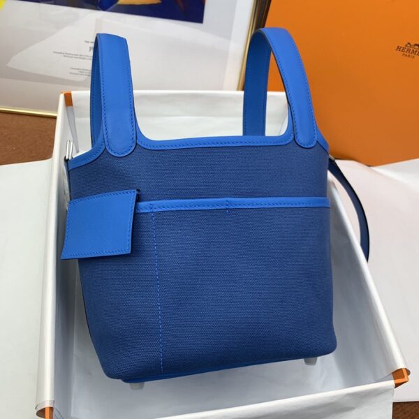 1:1 Replica Hermes Cargo Picotin Lock 18 Blue, Silver Toned Hardware Bag For Women, Women's Handbags, Shoulder Bags 7.1in/18cm