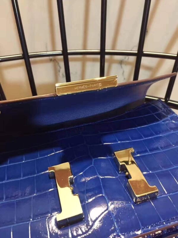 1:1 Replica Hermes Constance 24 Pattern Crocodile Blue For Women, Women's Handbags, Shoulder Bag 9.4in/24cm