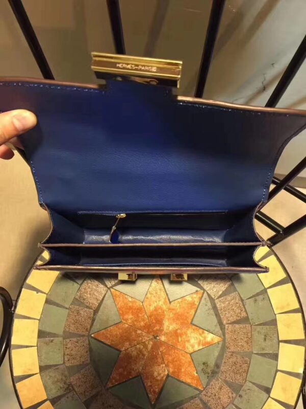1:1 Replica Hermes Constance 24 Pattern Crocodile Blue For Women, Women's Handbags, Shoulder Bag 9.4in/24cm