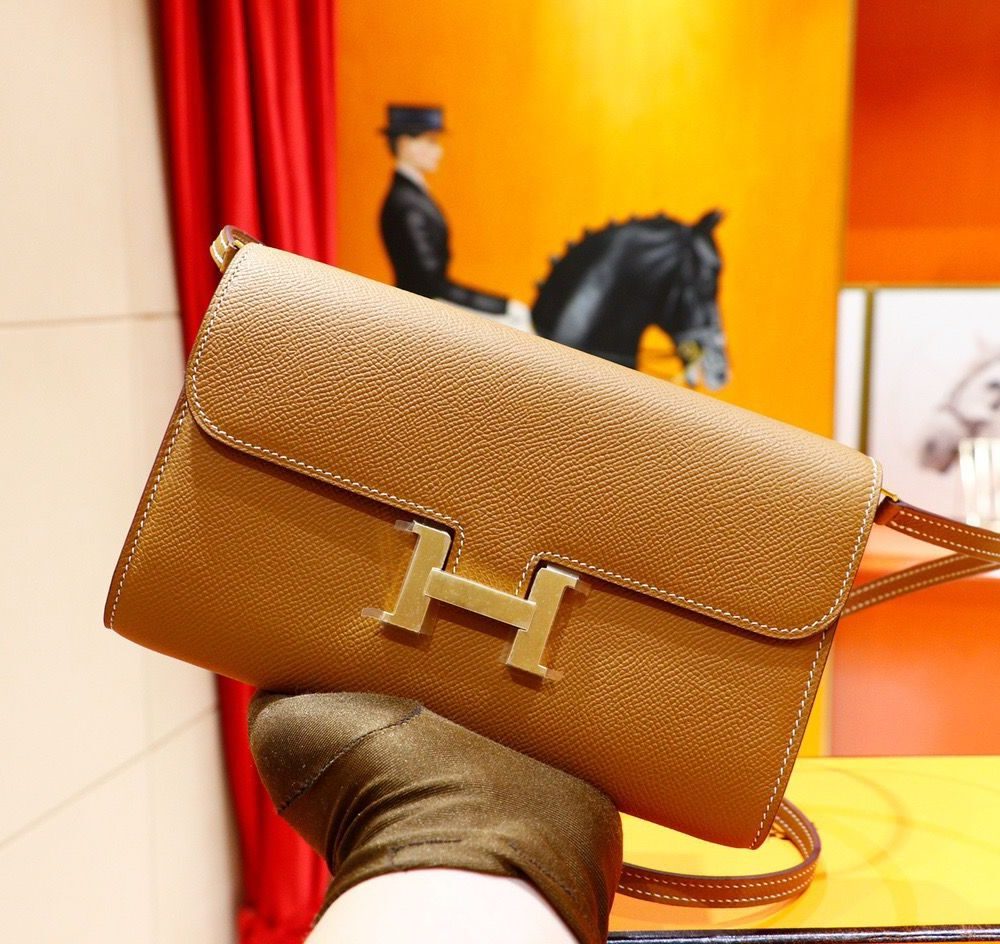 1:1 Replica Hermes Constance Epsom Long To Go Wallet Brown For Women, Women's Wallet 8.1in/21cm
