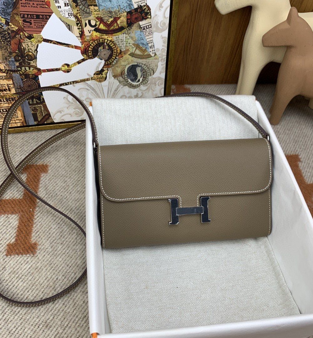1:1 Replica Hermes Constance Long Togo Wallet Brown, Silver Toned Hardware Bag For Women, Women's Handbags, Shoulder Bags 8.1in/21cm