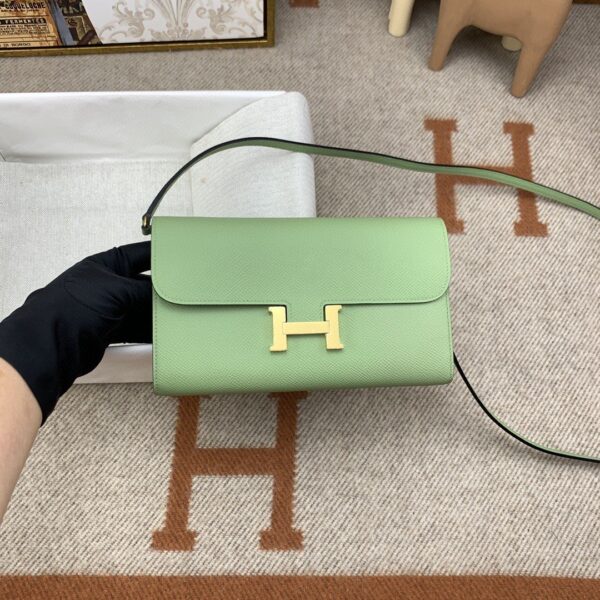 1:1 Replica Hermes Constance Long Togo Wallet Green, Gold Toned Hardware Bag For Women, Women's Handbags, Shoulder Bags 8.1in/21cm