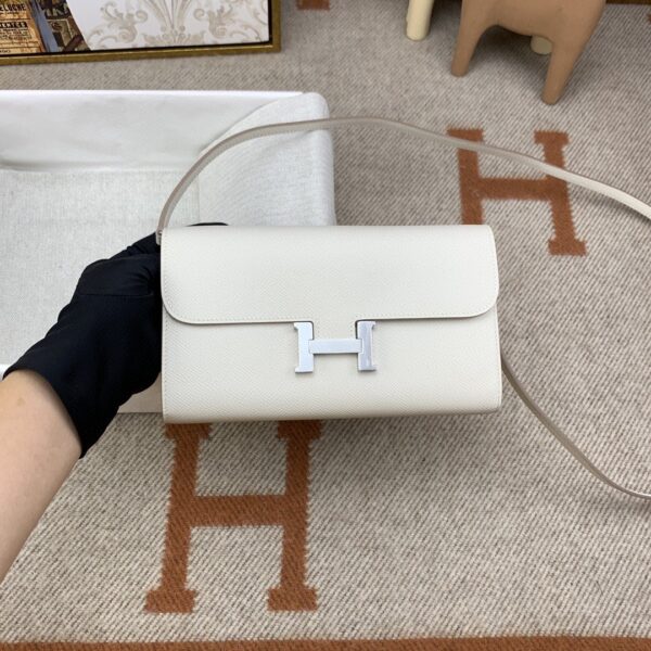 1:1 Replica Hermes Constance Long Togo Wallet White, Silver Toned Hardware Bag For Women, Women's Handbags, Shoulder Bags 8.1in/21cm